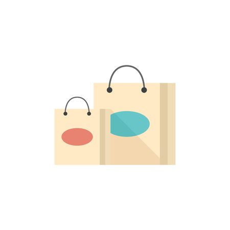 Shopping bags icon in flat color style. Buying, ecommerceのイラスト素材
