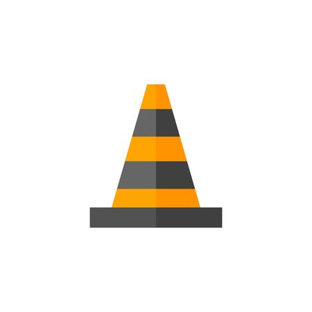 Traffic cone icon in flat color style. Road construction warning alert internet web page under constructionのイラスト素材