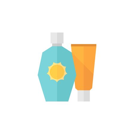 Tanning lotions icon in flat color style. Sun tan spa therapyのイラスト素材