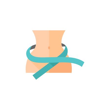 Measure tape icon in flat color style. Body woman girl fashion beauty diet healthy lifestyleのイラスト素材