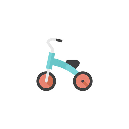 Kids tricycle icon in flat color style. Playing game toyのイラスト素材