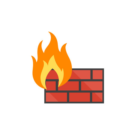 Firewall icon in flat color style. Computer network, internet protection, antivirus