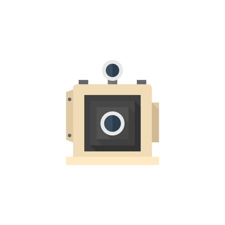 Large format camera icon in flat color style. View field sheet film photography lensのイラスト素材