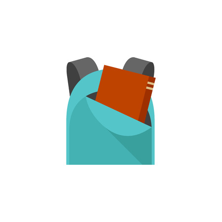 School bag icon in flat color style. Backpack luggage rucksack student zipperのイラスト素材