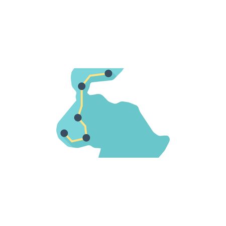 Rally route map icon in flat color style. Extreme transportation sport automotiveのイラスト素材