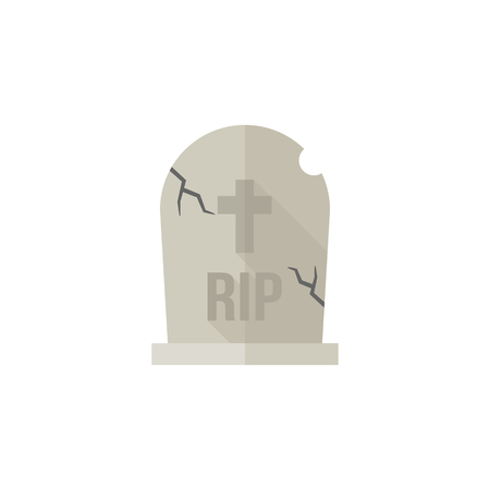 Tomb stone icon in flat color style. Monument dead Halloween spookyのイラスト素材