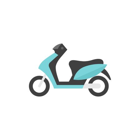 Motorcycle icon in flat color style. Scooter, automatic transmissionのイラスト素材