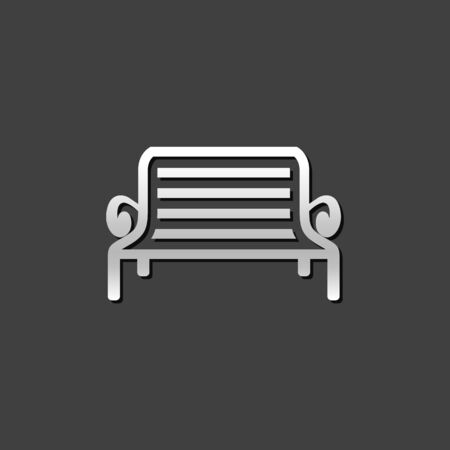 Park bench icon in metallic grey color style. Recreation relaxation waitingのイラスト素材