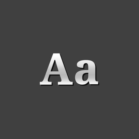 Font icon in metallic grey color style. Letter graphic designのイラスト素材