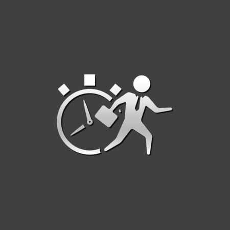 Businessman clock icon in metallic grey color style. Business deadline timeのイラスト素材