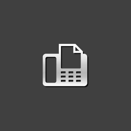 Facsimile icon in metallic grey color style. Office electrical machineのイラスト素材