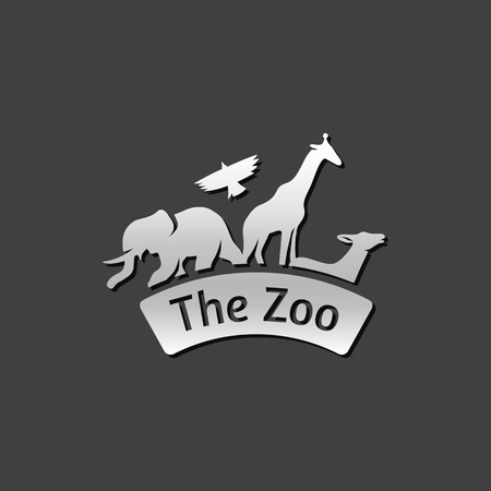 Zoo gate icon in metallic grey color style. Animal park parkのイラスト素材