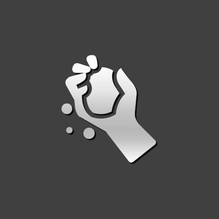 Hand holding snow icon in metallic grey color style.のイラスト素材