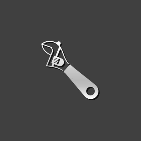 adjustable wrench icon in metallic grey color style.のイラスト素材
