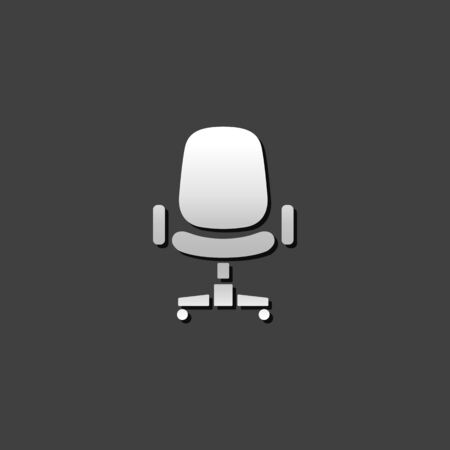 Office chair icon in metallic grey color style. Office supply furniture comfortのイラスト素材