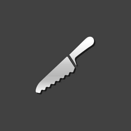 Bread knife icon in metallic grey color style. Food kitchen householdのイラスト素材
