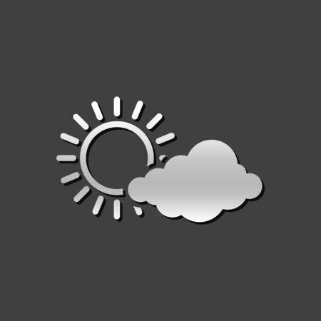 Weather forecast partly cloudy icon in metallic grey color style. Meteorology overcastのイラスト素材