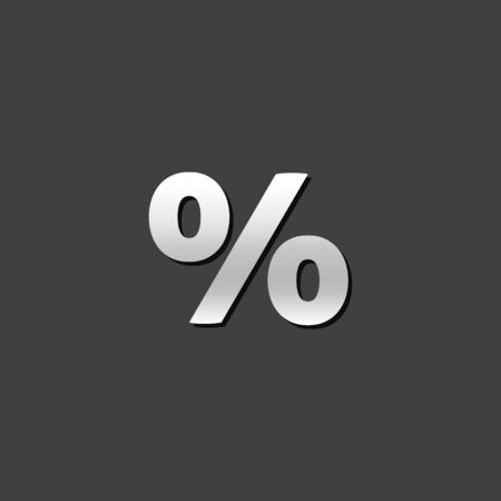 Percent symbol icon in metallic grey color style. Math mathematics numberのイラスト素材