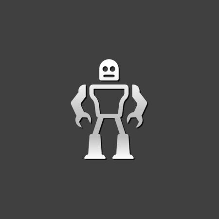 Toy robot icon in metallic grey color style.Children kids mechanicalのイラスト素材