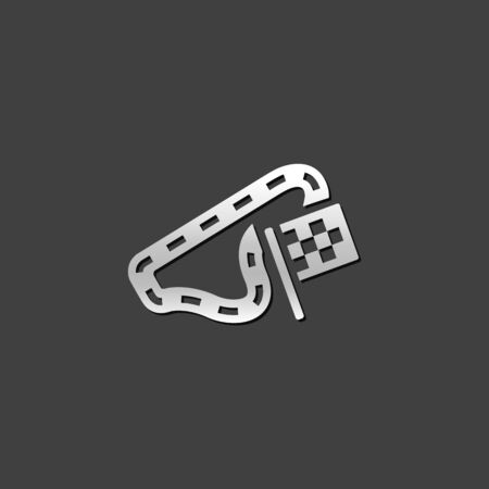 Race circuit icon in metallic grey color style. Sport transportation driving laneのイラスト素材