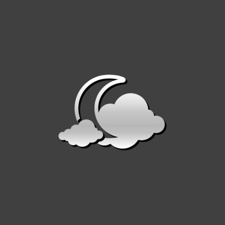 Weather overcast cloudy icon in metallic grey color style. forecast night cloudy coldのイラスト素材