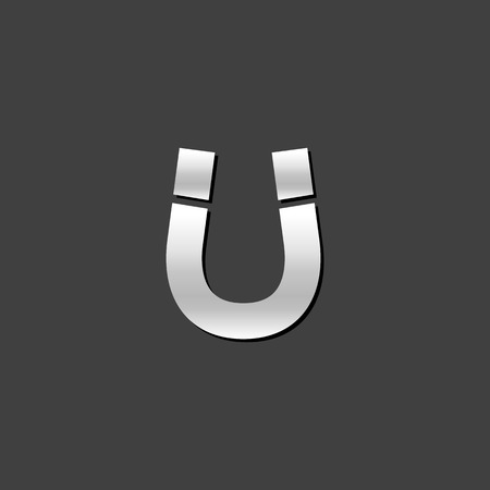 Magnet icon in metallic grey color style. Object electromagnet metalのイラスト素材