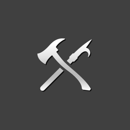 Fireman tools icon in metallic grey color style. Department firefighter rescueのイラスト素材