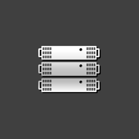 Server rack icon in metallic grey color style.Computer data file hostingのイラスト素材