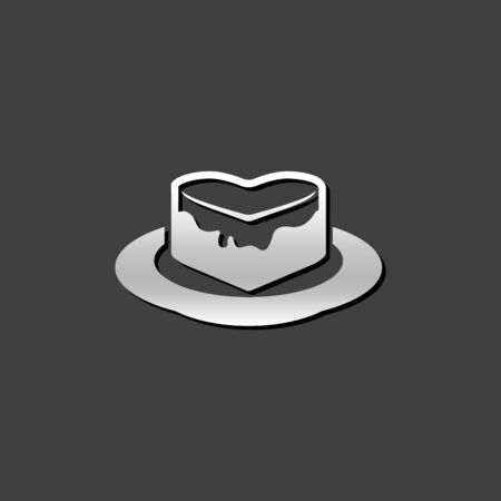 Cake icon in metallic grey color style. Food sweet deliciousのイラスト素材