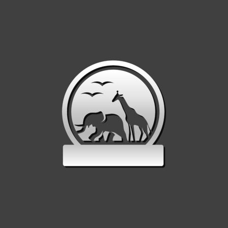 Zoo gate icon in metallic grey color style. Animal park jungleのイラスト素材