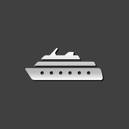 Cruise ship icon in metallic grey color style. Holiday travel journeyのイラスト素材