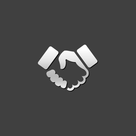 Handshake icon in metallic grey color style. Business people agreementのイラスト素材