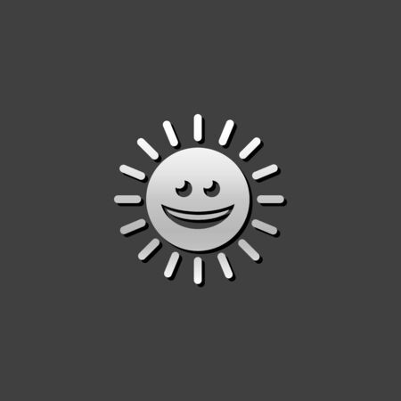 Weather forecast sunny icon in metallic grey color style. Meteorology overcastのイラスト素材