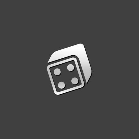 Dice icon in metallic grey color style. Leisure gambling playingのイラスト素材