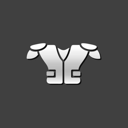 Football armor icon in metallic grey color style. Sport body protectionのイラスト素材