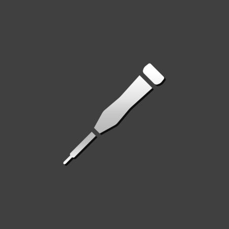 Screwdriver icon in metallic grey color style.Electronic repair maintenanceのイラスト素材