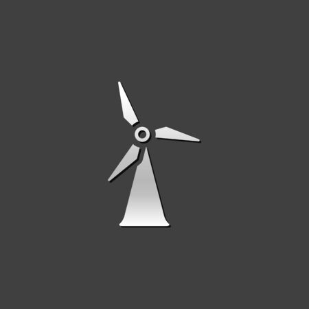Wind turbine icon in metallic grey color style.renewable energy environmentのイラスト素材