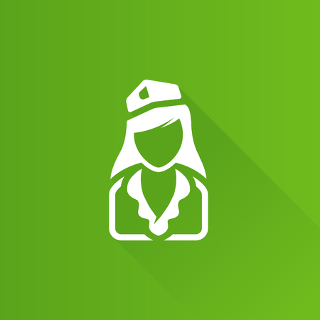 Stewardess avatar icon in Metro user interface color style. Transportation flight attendantのイラスト素材
