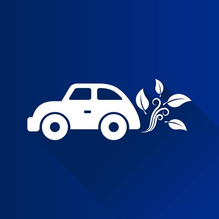 Green car icon in Metro user interface color style. Low emission electric vehicleのイラスト素材