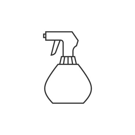 Sprayer bottle icon in thin outline style. Gardening laundry water liquid softenerのイラスト素材