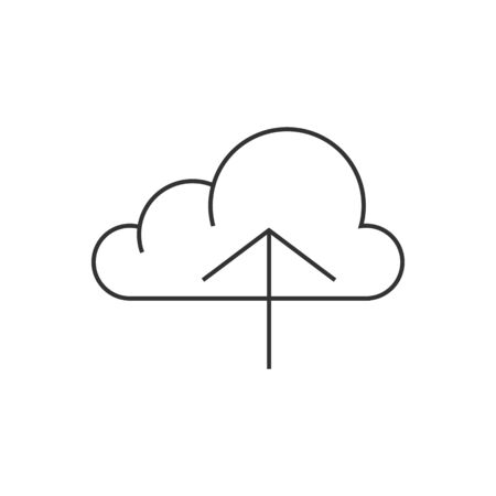 Cloud upload icon in thin outline style.のイラスト素材