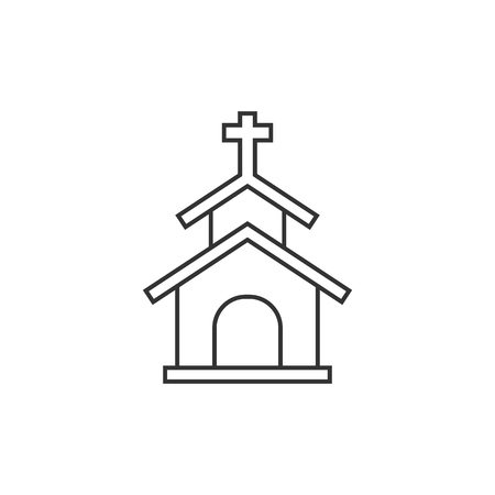 Church icon in thin outline style. Christian chapel synagogueのイラスト素材