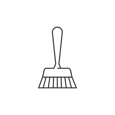 Brush icon in thin outline style. Broom sanitary dust cleaning roomのイラスト素材