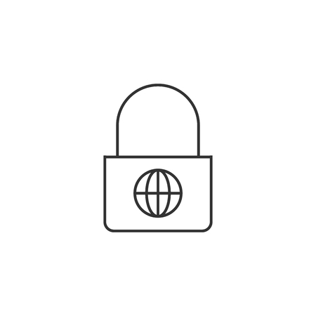 Padlock icon in thin outline style. Safety, protection, guardのイラスト素材