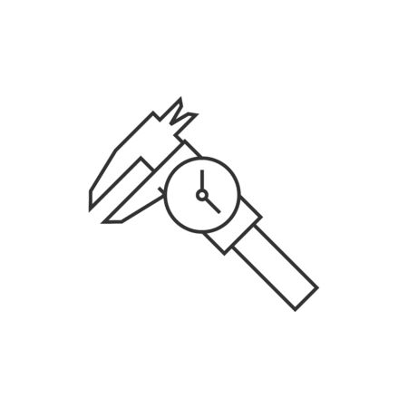 Digital caliper icon in thin outline style. Instrument equipment measurement accuracy millimeterのイラスト素材