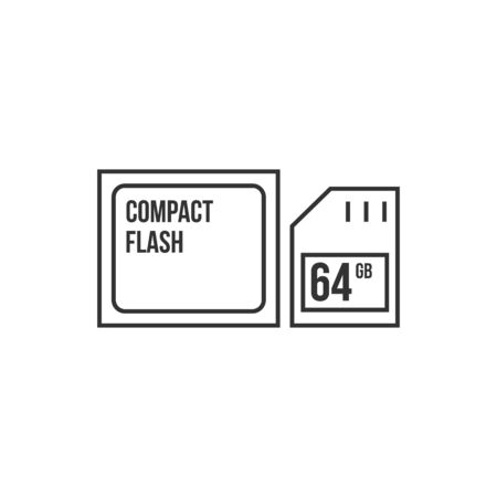 Compact flash and SD card icon in thin outline style. Computer photography store image file data digitalのイラスト素材