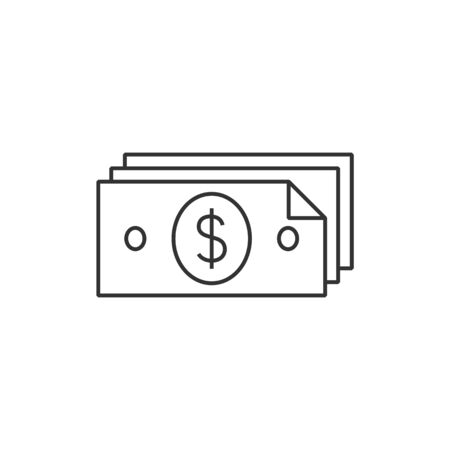 Money icon in thin outline style. Finance wealth bankingのイラスト素材