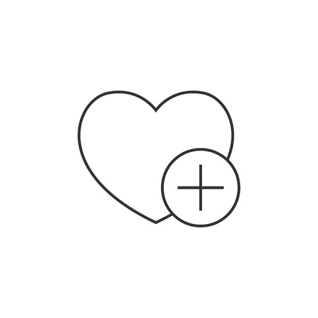 Favorite icon in thin outline style. Internet symbol like plus heart shapeのイラスト素材