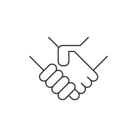 Handshake icon in thin outline style. Business people agreementのイラスト素材