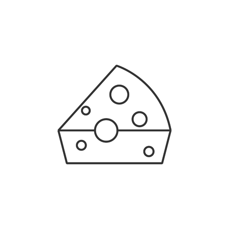 Cheese icon in thin outline style. Food bakery ingredient healthy grocery camembert Cheddar gourmetのイラスト素材